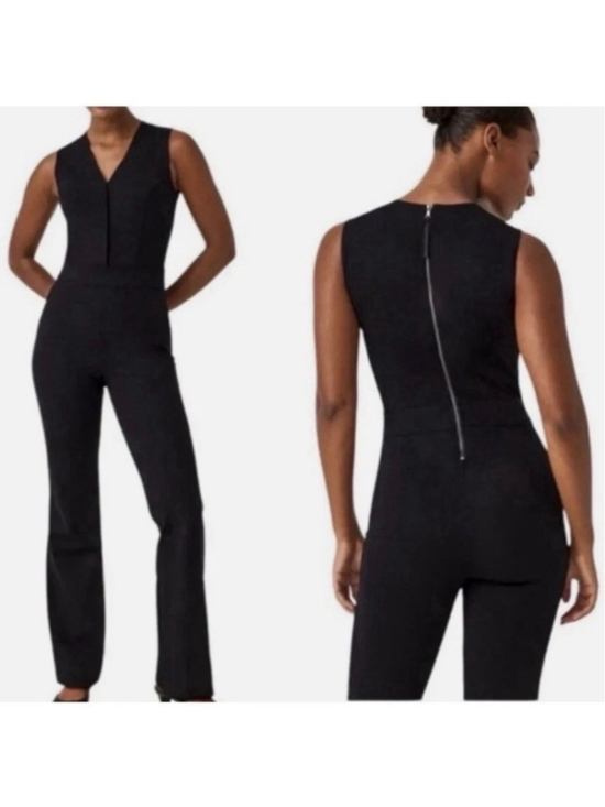 SPANX Pants - Spanx The Perfect Sleeveless Jumpsuit Black Flare Leg Size XL NWT